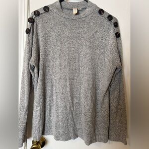 Misia Woman’s Sweater Knit Gray Color Button Accents ~ Size Medium